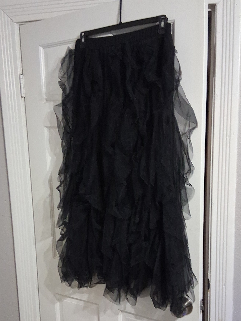 JODIFL Black Layered Ruffle Maxi Skirt